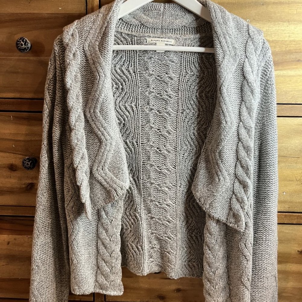Banana Republic Shawl Neck Open Front Cardigan Sweater Wool Cashmere Size XS